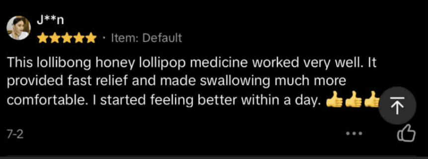 Customer marketplace review of Lollibongs
